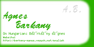 agnes barkany business card